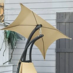 Outsunny Tumbona Colgante Con Sombrilla Protección UV Hamaca Sillón Con Toldo Estructura Estable Cuerda Antivuelco Y Forma Ergonómico Para Jardín Patio Terraza Metal 190x110x190 Cm Beige -OUTSUNNY TIENDA 25cb7eb65250a0c0be74131da675269bd2a77971 a1b3ceddaeda4b5bbe92a194d14f50c9