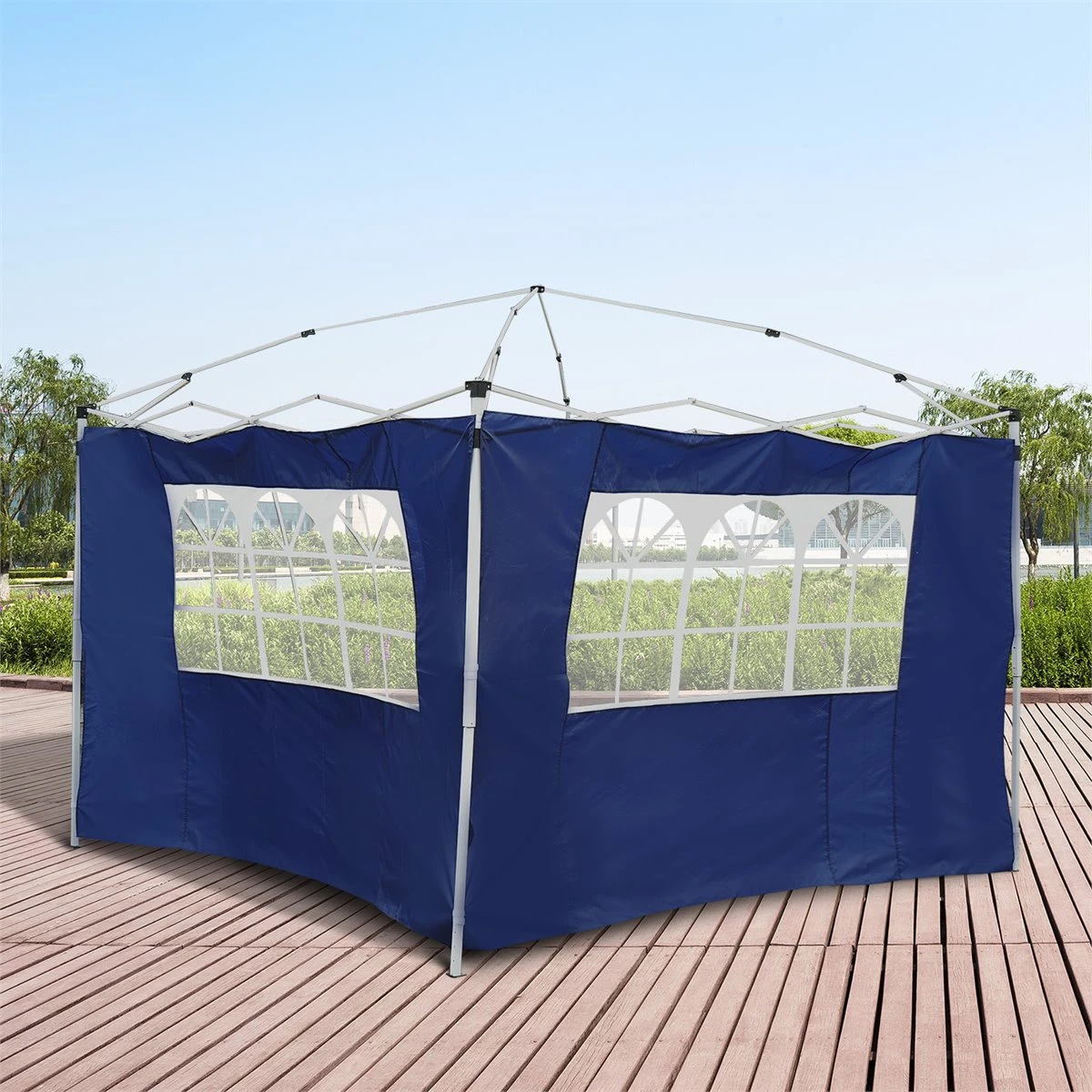 Outsunny 2 Paredes Parte Laterales Para Carpa 3x2 Lado Parasol De Gazebo Tela Oxford Con 2 Ventanas Medidas Apto Para 3x3 3x6 Azul 4 Outsunny 2 Paredes Parte Laterales Para Carpa 3x2 Lado Parasol De Gazebo Tela Oxford Con 2 Ventanas Medidas Apto Para 3x3 3x6 Azul - Imagen 2