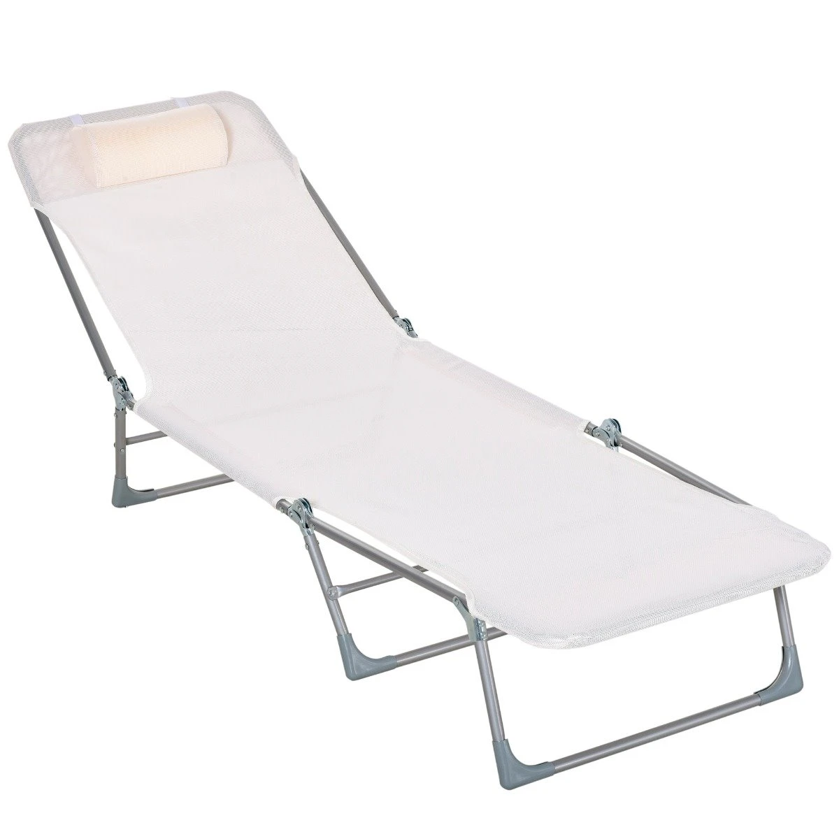 Outsunny Tumbona Plegable Y Reclinable De Jardín Con Reposacabezas Y Respaldo Ajustable En 5 Niveles Tela De Texteline Transpirable 182x56x24,5 Cm Crema 12 Outsunny Tumbona Plegable Y Reclinable De Jardín Con Reposacabezas Y Respaldo Ajustable En 5 Niveles Tela De Texteline Transpirable 182x56x24,5 Cm Crema - Imagen 10
