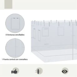 Outsunny 4 Paredes Laterales Para Carpa 300x195 Cm Mosquitera Para Cenador Con 6 Ventanas Enrollable Puerta Con Cremallera Y Bolsa De Transporte Blanco -OUTSUNNY TIENDA 28d5a4cf3dfe636142fd90ee524767616133eb91 b6624f632c2549199d8144f0338fee2b
