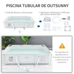 Outsunny Piscina Desmontable Tubular 292x190x75 Cm Con Depuradora De Cartucho 1200L/H Piscina Rectangular De Exterior Para Adultos Y Niños 3600L Gris -OUTSUNNY TIENDA 2b0bb5680ea51464d6efd57242dc99a079919e17 ef4a7c45c68d4fe4bc6ad6d800935c05