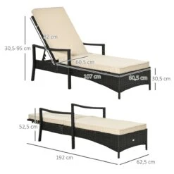 Outsunny Set De 2 Tumbonas De Ratán De Jardín Chaise Longue Con Respaldo Ajustable En 4 Posiciones Cojines Acolchados Y Desenfundables Para Terraza Patio Exterior 192x62,5x58-95 Cm Marrón Y Beige -OUTSUNNY TIENDA 2b76818e176c896039d00c19f35b4084f7227c2a bb13a174984846e1be70b42b61087f3c