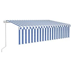 Toldo Automático Retráctil Con Persiana 6x3 M Azul Y Blanco VidaXL