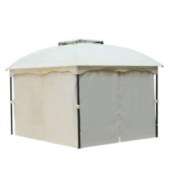 Outsunny Cenador Con Techo Gazebo Pabellón Exterior 3x3.65x2.82m Carpa Glorietas De Jardín Marco De Hierro Con Pared Lateral Y Mosquitero Color Crema -OUTSUNNY TIENDA 2bffe4b4ca3771b746b763939cd05fd7f7eb3f11 1d3f33cff7a44d95acefc21cc92f3f80