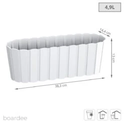 Prosperplast Jardinera Para Balcón BOARDEE BASIC 4,9L., Dimensiones (mm) 383x144x130, Color Blanco -OUTSUNNY TIENDA 2c5c8cec55af55a07cda74eb28f12ac6a464b60a 789d87b73d2b4539b793ac4177f84a99