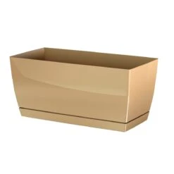 Prosperplast Jardinera De Plastico Coubi Case P En Color Café Con Leche 39 (largo) X 19 (ancho) X 18,2 (altura) Cm