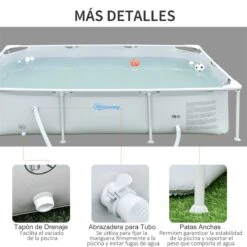 Outsunny Piscina Desmontable Tubular 252x152x65 Cm Con Depuradora De Cartucho 1200L/H Piscina Rectangular De Exterior Para Adultos Y Niños 2163L Gris -OUTSUNNY TIENDA 2f980080c5021958f8ead5bc682644f519b0dec3 60de87a058f546ac9548ae6c56143c29
