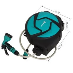 DURHAND Carrete Para Manguera Retráctil 10m Con Cabezal Multifuncional Sistema De Enrollado Automático Con Bloqueo Conector De 1m Para Jardín Césped 29,5x16,5x33 Cm Negro Y Verde -OUTSUNNY TIENDA 3089efbae6974fce905a182ec213974c16e3dd45 c13857bbab99460b86ee6bcff96f1907