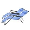 Acomoda Textil – Set De 2 Tumbonas Plegables De Metal Para Jardín. Silla Reclinable Resistente Y Duradera, Reposacabezas Extraible Y Lavable Para Camping, Terraza Y Playa. (Modelo D, Azul)