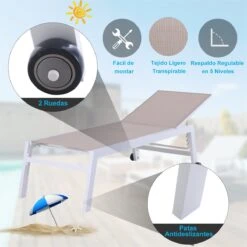 Outsunny Tumbona Multiposiciones De Jardín Con Respaldo Reclinable En 5 Posiciones De Aluminio Y Texteline Carga 160 Kg Para Patio Terraza 202x65x43 Cm Beige -OUTSUNNY TIENDA 30cbc6e387b595c677a287e4ba9f1959629c754a 737d8540475e45f18bc6cbf6b288f288