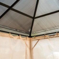 Outsunny Cenador De Jardín 3,65x3 M Pabellón De Acero Con Techo De Policarbonato De 6 Mm Protección UV 50+ Y 4 Cortinas Laterales De Cremallera Para Fiestas Beige -OUTSUNNY TIENDA 30e80e48b911ae5f174b6e892ea5c452a0874345 7522f5ca9db14f19a2f74d30e53972dd