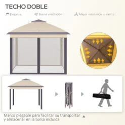 Outsunny Carpa Plegable Exterior 3,3x3,3x2,88 M Altura Ajustable Cenador De Jardín Con Doble Techo 4 Mosquiteras Extraíbles Y Bolsa De Transporte Para Camping Fiestas Beige 12 Outsunny Carpa Plegable Exterior 3,3x3,3x2,88 M Altura Ajustable Cenador De Jardín Con Doble Techo 4 Mosquiteras Extraíbles Y Bolsa De Transporte Para Camping Fiestas Beige -OUTSUNNY TIENDA 31763ce0be3e414e161e37ba8baf54fb3faedd06 7583d6af46ec4a8a986b36450f4f341d