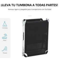Outsunny Tumbona Plegable Reclinable De Aluminio Con Reposacabezas Extraíble Y Respaldo Transpirable Ajustable En 4 Posiciones Para Jardín Terraza Camping Exterior 170x60x76 Cm Negro -OUTSUNNY TIENDA 323f8cab1f0b614ffcc80b793abbf56328eea51f 742845b521334f76996eaa5dc5e17501