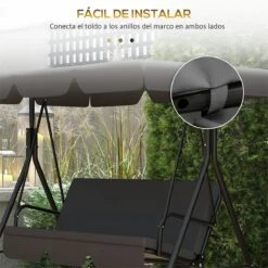Outsunny Toldo De Repuesto Para Columpio De 3 Plazas Techo Universal Para Balancín De Jardín Tela De Poliéster Protección Solar 156x117x15 Cm Gris -OUTSUNNY TIENDA 328d751ce271395e7449b0b2122641956f5bf526 164076d8eb1c4fd6bb24c43511436853