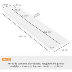 Outsunny Cojín Para Tumbona De Exterior 198x53x5 Cm Desenfundable Y Lavable Con Reposacabezas Extraíble Colchoneta Plegable De Algodón Para Silla Reclinable De Jardín Crema -OUTSUNNY TIENDA 3293e52edf4d4efdda8130864930a302ba6bc2ed 0b705de944f445e3a7603656b010b793