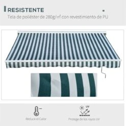 Outsunny Toldo Eléctrico Retráctil Con Función Manual Con Manivela Y Mando A Distancia 300x250 Cm Para Ventanas Puertas De Rayas Verde Y Blanco -OUTSUNNY TIENDA 33ae32723a579a6bfe0be9eefd34807e3752527d 59750c726a4342548c8e7b0fdf509560