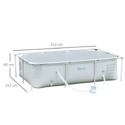 Outsunny Piscina Desmontable Tubular 252x152x65 Cm Con Depuradora De Cartucho 1200L/H Piscina Rectangular De Exterior Para Adultos Y Niños 2163L Gris -OUTSUNNY TIENDA 33ffa70f0560b85339510b793a0aaecdf33df469 c762dd17b7ed476a990ea1cb3a9b368f