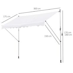 Outsunny Toldo Manual Retráctil Para Exterior 300x150x170-280 Cm Toldo Enrollable Altura Ajustable Con Manivela Protección Solar Para Terraza Balcón Jardín Blanco -OUTSUNNY TIENDA 34e5e1919fa90bc488bc31d7397a66e44452a169 64a85ba1ee8f45379a0339aa9fe8d7c4