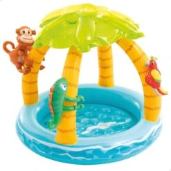 Piscina Hinchable Tropical C/suelo Acolchado, Toldo Y Animales Hinchables Ø102 Cm INTEX