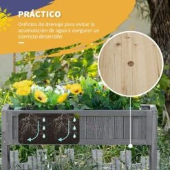 Outsunny Huerto Urbano Elevado De Madera 90x30x90 Cm Mesa De Cultivo De Jardín Con Estante Inferior Seto Decorativo Y 4 Orificios De Drenaje Para Plantas Macetas Flores Natural -OUTSUNNY TIENDA 358590dbabec44333e2e5534a69a0ae9e8449cfc d191bd312fce4ed38169facbfef4a44f