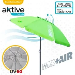 Sombrilla Playa Antiviento Ø200 Cm C/mástil Reclinable Y Protección UV50 Aktive -OUTSUNNY TIENDA 36d7406f86452caa0db639312206b8b98ae7c5da 0f820298a03e40389331fa6fa6776098