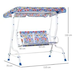 Outsunny Columpio Balancín De Jardín Infantil 2 Plazas Para Niños De +3 Años Con Toldo Ajustable En Ángulo Para Terraza Balcón Carga Máx. 60 Kg 110x70x110 Cm Azul -OUTSUNNY TIENDA 386f4924102ea03b086b3ce4012fe23fe40636e7 9b61eb26dce04f069149c49b912746e6