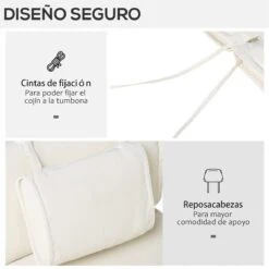 Outsunny Cojín Para Tumbona De Exterior 198x53x5 Cm Desenfundable Y Lavable Con Reposacabezas Extraíble Colchoneta Plegable De Algodón Para Silla Reclinable De Jardín Crema -OUTSUNNY TIENDA 389c9dcd56f597640f98d0345e5b3ca9036fa650 c60538ea80804bb8954b1c4ad2204990