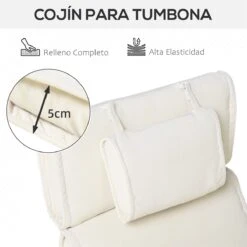 Outsunny Cojín Para Tumbona De Exterior 198x53x5 Cm Desenfundable Y Lavable Con Reposacabezas Extraíble Colchoneta Plegable De Algodón Para Silla Reclinable De Jardín Crema -OUTSUNNY TIENDA 38bab77ed436ab8d37cfaa82d9965805890b13ba a15c72bdacd54765804392d26b94a048