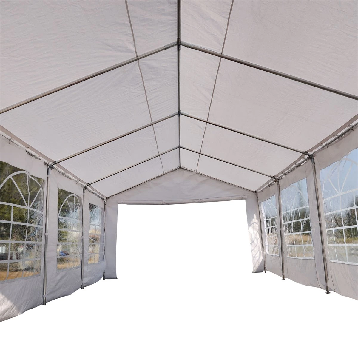 Outsunny Carpa De Jardín Cochera Gazebo 6x4m Pergola Cenador Pabellón 4 Paneles Laterales 6 Ventanas Para Fiesta Eventos Bodas Acero PE Blanco 6 Outsunny Carpa De Jardín Cochera Gazebo 6x4m Pergola Cenador Pabellón 4 Paneles Laterales 6 Ventanas Para Fiesta Eventos Bodas Acero PE Blanco - Imagen 4