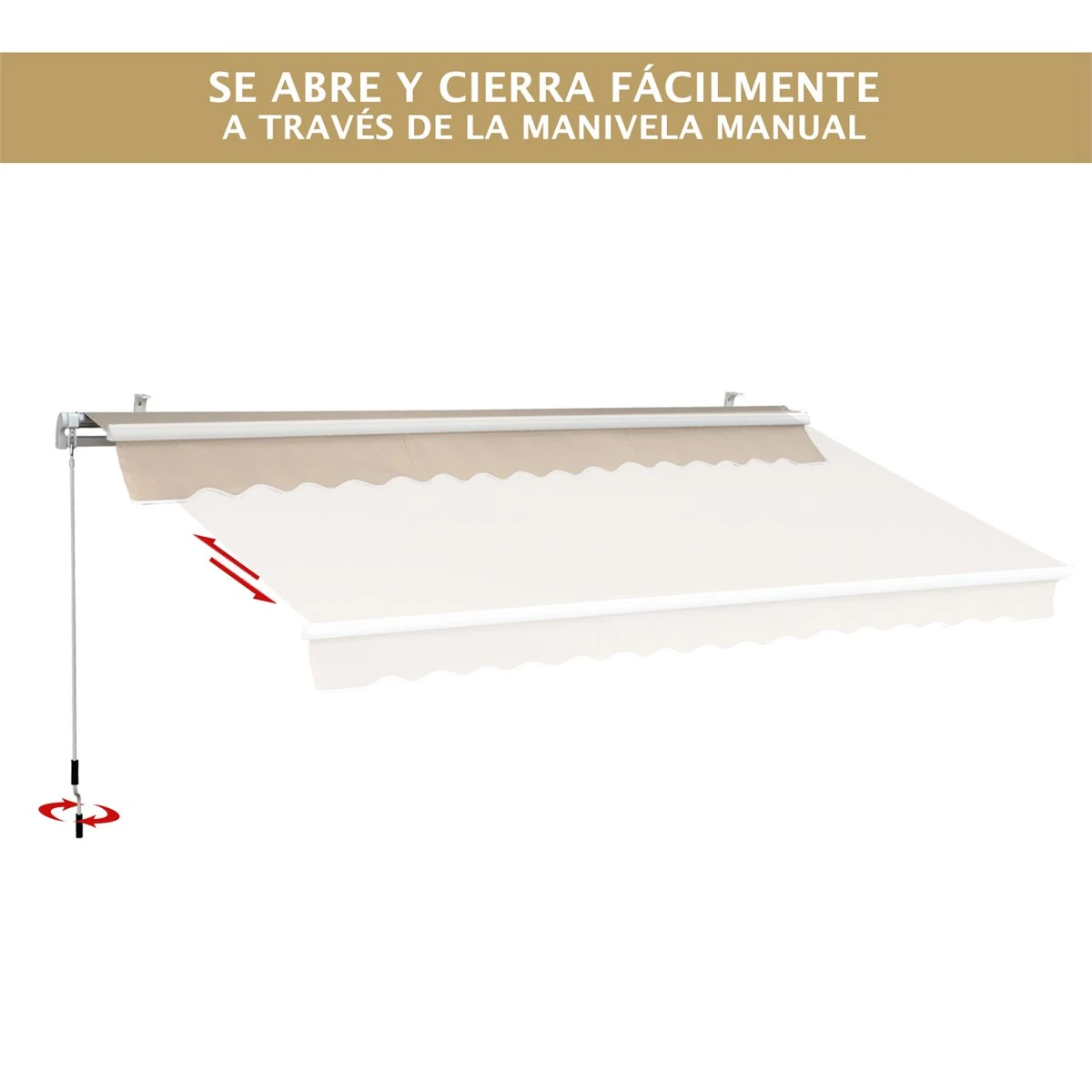 Outsunny Toldo Manual Plegable De Aluminio 295x250cm Ángulo Ajustable Manivela Para Exterior Balcón Jardín Terraza Crema 10 Outsunny Toldo Manual Plegable De Aluminio 295x250cm Ángulo Ajustable Manivela Para Exterior Balcón Jardín Terraza Crema - Imagen 8