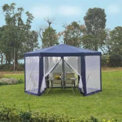 Outsunny Carpa Gazebo Tipo Cenador Hexagonal Con Mosquitera Para Jardín Y Terraza Ø1,97 M Material De Poliéster Repelente Al Agua (Azul) -OUTSUNNY TIENDA 3ac5c95e9d0828db93ed2f8f3c0825e8c0c12b44 93a8a2af26f9471ab2336696beb8391b