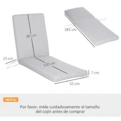 Outsunny Conjunto De 2 Cojines Para Tumbona De Exterior 183x55x7 Cm Desenfundables Lavables Y Acolchados Almohadillas De Algodón Para Sillas De Jardín Terraza Balcón Gris -OUTSUNNY TIENDA 3c07b41e45ecb2e8da11e9668abd28e462c72bd5 1f1e21ffaaf747df84889ba0ca8804d8