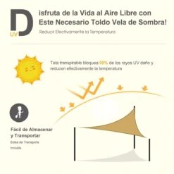 Outsunny Toldo Vela Color Arena Sombrilla Parasol Triangulo Tela De Poliéster Jardin Playa Camping Sombra (varios Colores Y Medidas), Medida 3x3x3 Metros, Color Arena -OUTSUNNY TIENDA 3d400d48df91657330c38fe9b6cb0b11b9a04a6f ba0f0378d193415a97d52254ce64cec1