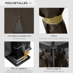 Outsunny Cenador De Jardín 3x3m Pabellón De Aluminio Exterior Con Doble Techo De Ventilación 4 Cortinas Laterales Y 4 Mosquiteras Con Cremallera Para Fiestas Eventos Patio Café -OUTSUNNY TIENDA 3d586a83f9708ff1811eb7dba1d154ad3f981e7c 98805c79088f4f90b1f4a6d1d968a7e0