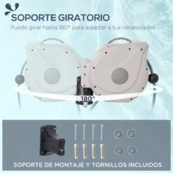 Outsunny Carrete De Manguera De Jardín 15,1M+1,5M Manguera De Riego Con 10 Modos De Pulverización Montado En Pared Enrollador Automático 180° Giratorio 42,5x20x38 Cm Gris -OUTSUNNY TIENDA 3e194d6946da4073b009deb8270c1ec6bff557aa b02f7f2b642b41298ee482c3c217cc7a