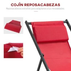 Outsunny Conjunto De 2 Tumbonas Plegables Con Respaldo Regulable En 5 Posiciones Y Reposacabezas Acolchado Incorporado 58x96.5x91.5cm Rojo Vino -OUTSUNNY TIENDA 40b07ad888b1dc57622a9379b6714059dc90f98e cafa82264ac34c43b2b24c89e46d25cb
