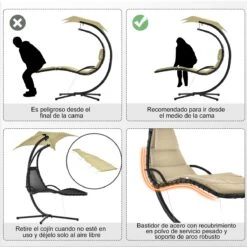 Outsunny Tumbona Colgante Con Sombrilla Protección UV Hamaca Sillón Con Toldo Estructura Estable Cuerda Antivuelco Y Forma Ergonómico Para Jardín Patio Terraza Metal 190x110x190 Cm Beige -OUTSUNNY TIENDA 4122c27166b5ef7b7b0df58900e0fd98e5a4d742 d8ae326d8c1447cb820b00f506519445