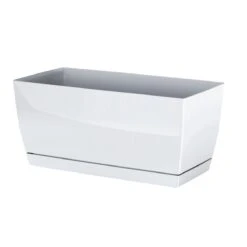 Prosperplast Jardinera De Plastico Coubi Case P En Color Blanco 24 (largo) X 12 (ancho) X 11 (altura) Cm
