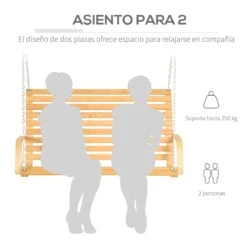 Outsunny Banco Columpio De Madera De 2 Plazas Tipo Balancín Colgante Carga Máx. 250 Kg Para Jardín Terraza Balcón Exterior 141,5x51x78 Cm Natural -OUTSUNNY TIENDA 41d5a5965f8362e6a43803f59be79fb9a4c523fc 32edeede6d85445c83a2e4f63fa9fc5f