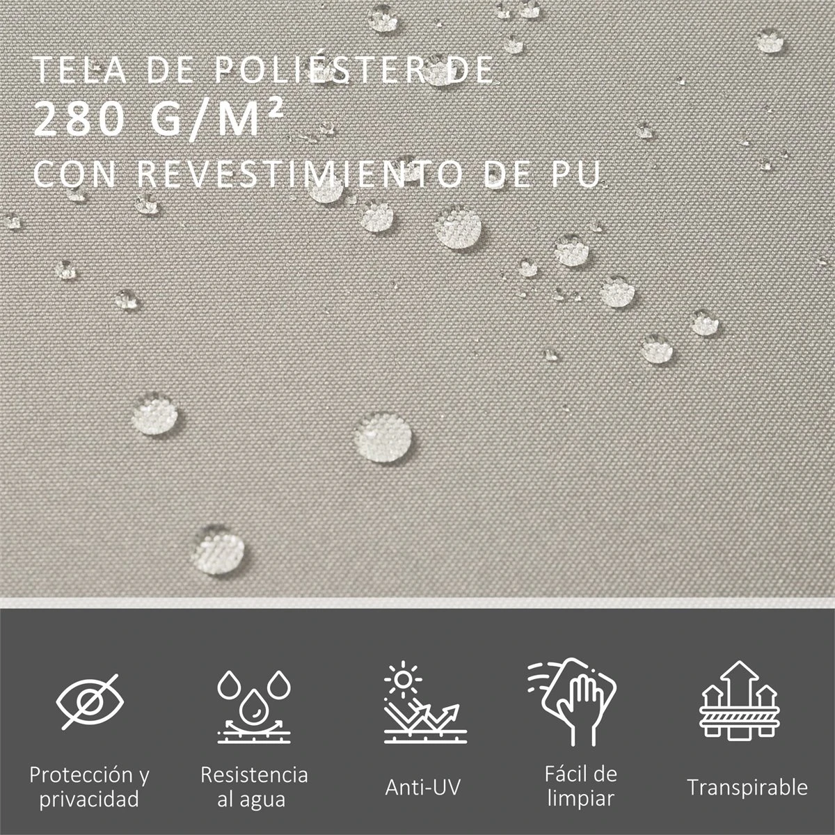 Outsunny Toldo Lateral Retráctil Doble 600x160 Cm Pantalla De Privacidad Extensible Con Ángulo Ajustable Y Protección UV 50+ Para Jardín Balcón Terraza Beige 6 Outsunny Toldo Lateral Retráctil Doble 600x160 Cm Pantalla De Privacidad Extensible Con Ángulo Ajustable Y Protección UV 50+ Para Jardín Balcón Terraza Beige - Imagen 4