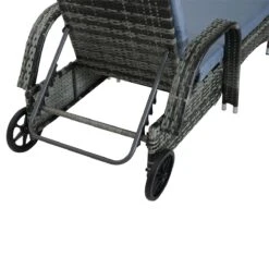 Outsunny Tumbona De Ratán De Jardín Chaise Longue Con Respaldo Ajustable En 5 Posiciones Cojines Acolchados Reposacabezas Y 2 Ruedas 200x73x30-103 Cm Gris -OUTSUNNY TIENDA 4314420b3d11b0e2a0fc2a881b9e4403faed09aa 0ef91020e7774971be8d6190bf3f850a