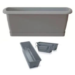 Prosperplast Jardinera Para Balcón Respana Easycare, Dimensiones (Mm) 397X190X140, Color Gris Piedra