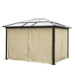Outsunny Cenador Para Jardín 3x3.6 M Alumnio Pabellón Para Exterior Con Techo De Policarbonato Anti-UV Y 4 Mosquiteras Laterales Con Cremalleras Para Fiestas Eventos Beige -OUTSUNNY TIENDA 45abecfd819bc7c6eefeb637e812dfa242cda42d 2273f67d500745e28b00875b77fe19d3