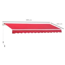 Outsunny Toldo Manual 395x245 Cm Toldo Para Patio Balcón Terraza Y Jardín Con Brazo Articulado De Aluminio Y Tela De Poliéster De 280g/m2 (Rojo) -OUTSUNNY TIENDA 468d01ba4001a711d02c1464308bae5f9c32a171 5624cae8645247ff813f5f71d311653f