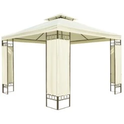 Outsunny Carpa 3x3m Con Techo Ventilador Postes De Acero Estable Para Exteriores Patio Jardín Pabellón Cenador Estructura Metálica Color Crema -OUTSUNNY TIENDA 46964efacbf034491cd708b440b769745f779011 48bc9469de8941be82db235966e1101e