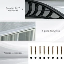 Outsunny Tejadillo De Protección 303x96 Cm Marquesina Exterior Para Puertas Y Ventanas Contra Sol Y Lluvia Con Soporte De Aleación De Aluminio PP Policarbonato Transparente -OUTSUNNY TIENDA 48429cd747deb98f1e093aa24cdde3577d7e524f b8dcd72779c24897bbf611504b9865a8