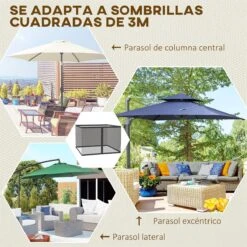 Outsunny Mosquitera Para Sombrilla Mosquitera Para Aire Libre Para Paraguas 300x300x240 Cm Red Para Sombrilla De Malla De Patio Con Cremallera Negro -OUTSUNNY TIENDA 487707f76f93c5fca71ad506a578207b9aa8166b e70893b76246462ea8434fd0adc90425