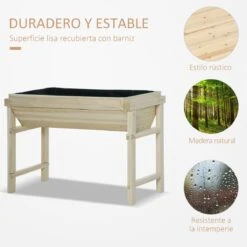 Outsunny Huerto Urbano Elevado De Madera 108,5x60x80 Cm Mesa De Cultivo Con Tela No Tejida Y 3 Orificios De Drenaje Para Jardín Terraza Exterior Carga 50 Kg Natural -OUTSUNNY TIENDA 48c78f1e8d8bbdf3e2b314a0d16fc36b828f210d 2d7f4ec0495544df92eeb1dfa94b6ea8