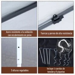 Outsunny Carpa Plegable 3x3m Paredes De Mosquitera Extraíbles Con Cremallera 4 Orificios De Drenaje Tela Oxford 420D Para Jardín Fiestas Blanco -OUTSUNNY TIENDA 4918deaff7b51767d503d50908926e753e25e636 9df5137e6245456483250277ebff64fa