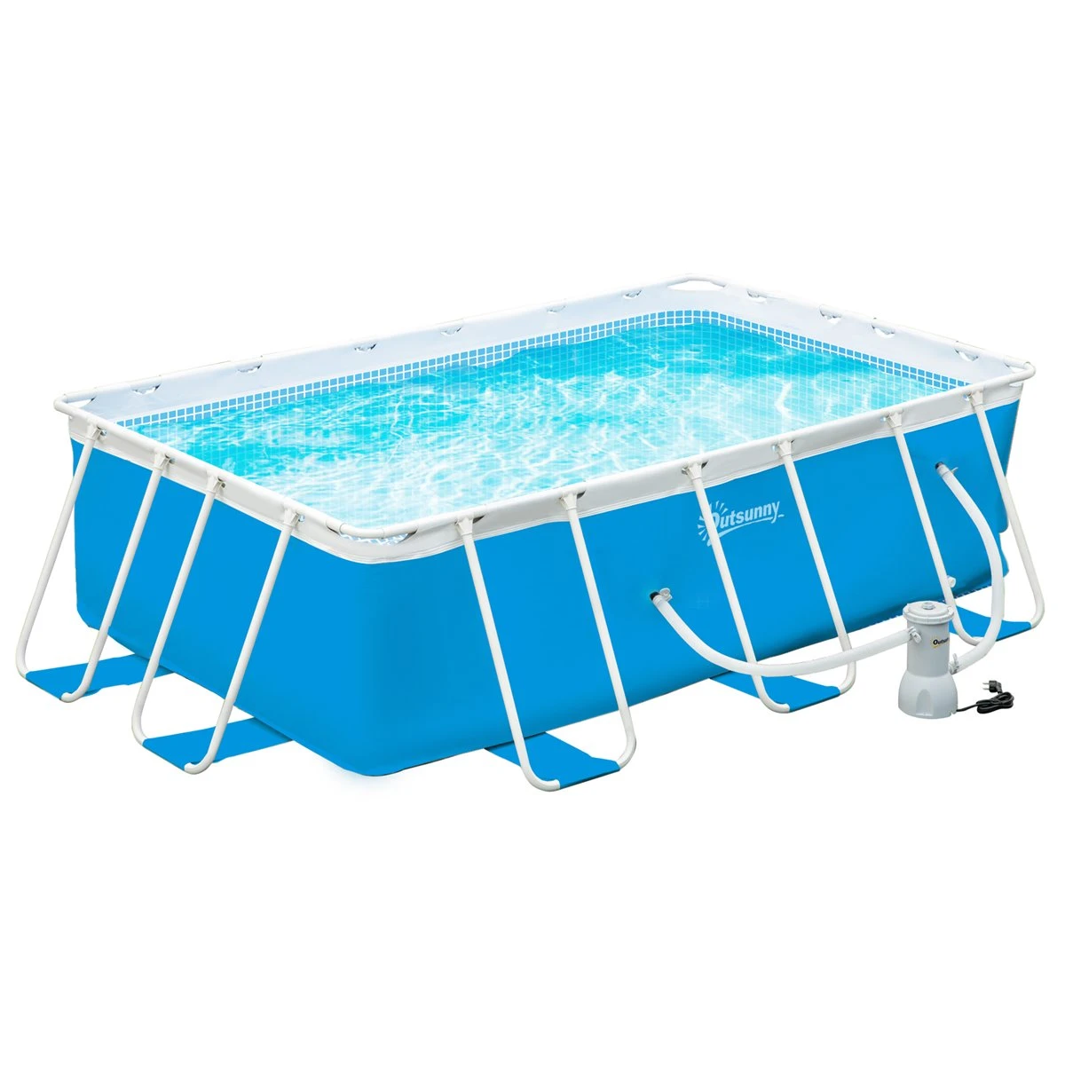 Outsunny Piscina Desmontable Tubular 340x215x80 Cm Piscina Rectangular De Exterior Con Depuradora De Cartucho 4.000 L/H Mangueras Longitud 100 Cm Y Marco De Acero 4200 L Azul 3 Outsunny Piscina Desmontable Tubular 340x215x80 Cm Piscina Rectangular De Exterior Con Depuradora De Cartucho 4.000 L/H Mangueras Longitud 100 Cm Y Marco De Acero 4200 L Azul